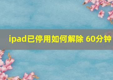 ipad已停用如何解除 60分钟